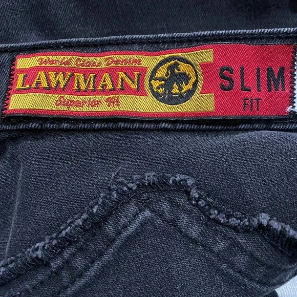 Vintage Lawman Cut Out Sides Studded Slim Fit Western Jeans Black VTG Size 7 - Picture 10 of 11